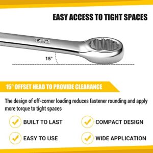 DEKOPRO Combination Wrench Set, SAE&Metric, 30-piece, 1/4'' to 1'' & 8-22mm, 12-Point, Chrome Vanadium Steel, with Plastic Tray