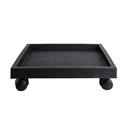 BAODAN Plant Caddy with Wheels, Plant Trolley, Plant Dolly Heavy Duty, Square Movable Plant Roller, Toughened Resin Plant Pallet Caster, 9.45x9.45x3.35in, Black