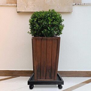 BAODAN Plant Caddy with Wheels, Plant Trolley, Plant Dolly Heavy Duty, Square Movable Plant Roller, Toughened Resin Plant Pallet Caster, 9.45x9.45x3.35in, Black