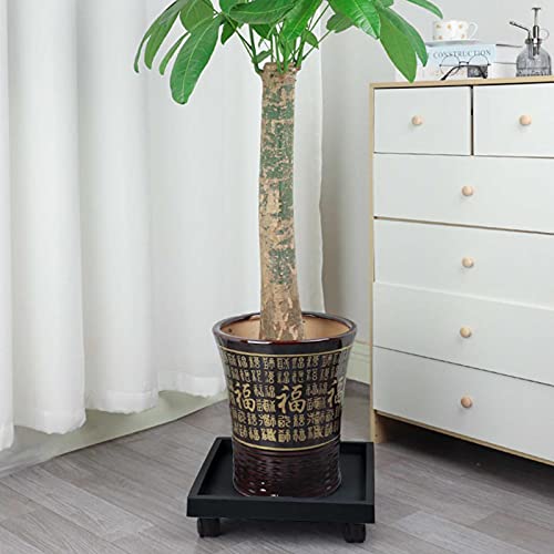 BAODAN Plant Caddy with Wheels, Plant Trolley, Plant Dolly Heavy Duty, Square Movable Plant Roller, Toughened Resin Plant Pallet Caster, 9.45x9.45x3.35in, Black