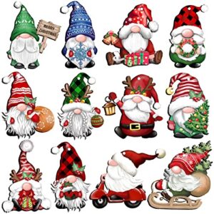 jophmo 24 pieces christmas gnome wooden hanging ornaments, wood hanging decor for christmas tree decoration gnome santa doll wooden hanging craft gnome elf party supplies