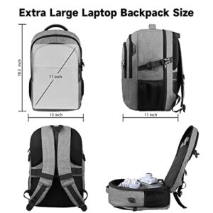 Lapsouno Laptop Backpack, Large Backpack, Travel Backpack, Extra Large TSA 17 Inch Carry on Backpack, Anti-Theft Backpack with USB Port, Water Resistant Computer Backpack Gift for Men Women,Grey