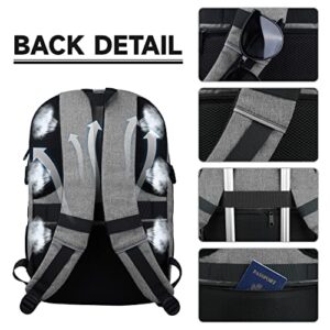 Lapsouno Laptop Backpack, Large Backpack, Travel Backpack, Extra Large TSA 17 Inch Carry on Backpack, Anti-Theft Backpack with USB Port, Water Resistant Computer Backpack Gift for Men Women,Grey