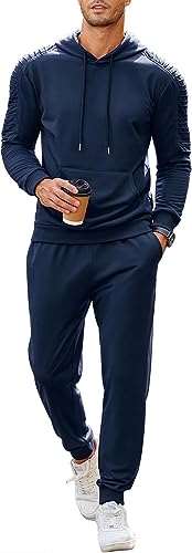 COOFANDY Men's 2 Piece Outfits Sweatsuit Slim Fit Hoodie Tracksuit Sets Fashion Jogging Athletic Suits