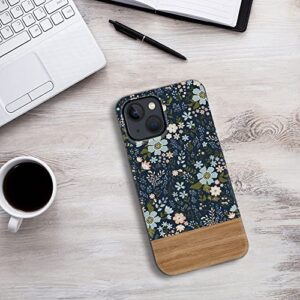 hepix Compatible with iPhone 13 Mini Case Flower Floral Wood Grain iPhone 13 Mini Case 2021 Floral Wildflower iPhone 13 Mini Case Dried Blue Flower for Women IMD Cover for iPhone 13 Mini 5.4 2021 5G