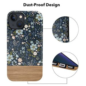 hepix Compatible with iPhone 13 Mini Case Flower Floral Wood Grain iPhone 13 Mini Case 2021 Floral Wildflower iPhone 13 Mini Case Dried Blue Flower for Women IMD Cover for iPhone 13 Mini 5.4 2021 5G