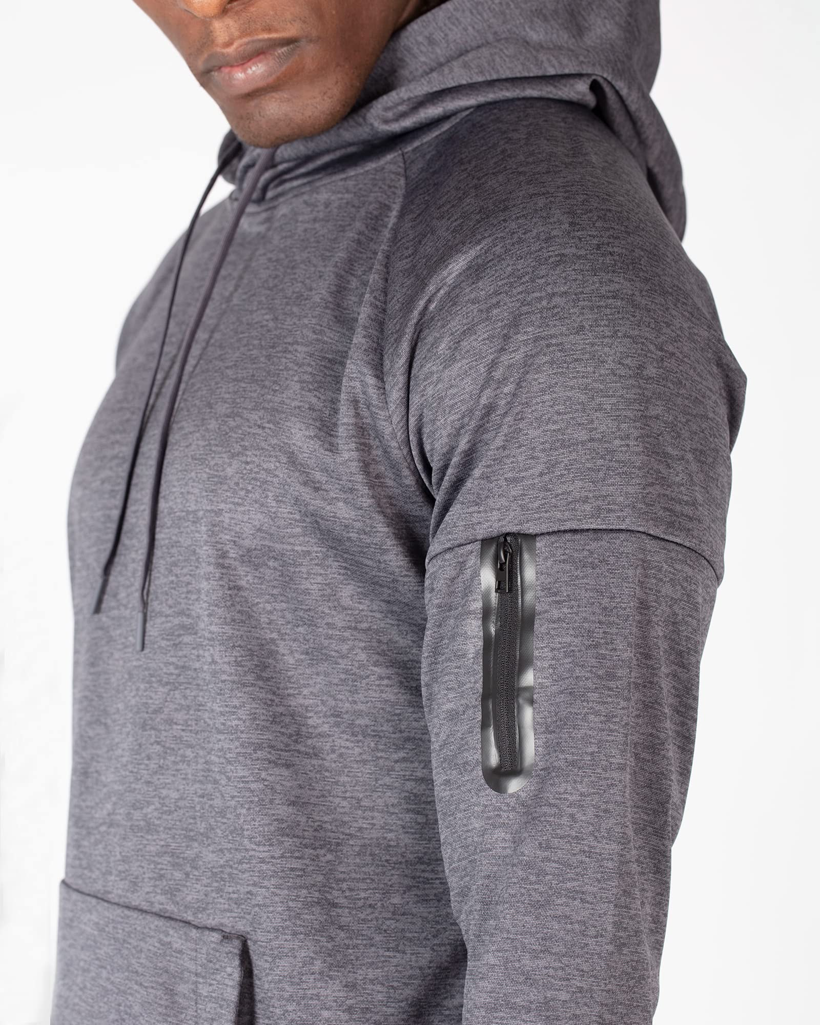 Layer 8 Men's Hoodie Performance Light Weight Tech Fleece Pullover Training Workout Athletic Sweatshirt Hooded Fitness Top (Small Basalt Hthr)