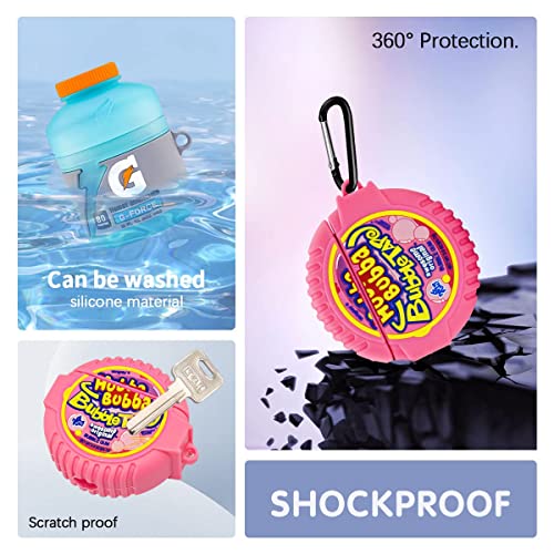 [3Pack]Cute Case for Airpod 2/1, 3D Cartoon Kawaii Bubble Gum&Sport Water&Purple Potato Airpods Cover Food Design Girl Boys Fashion Fun Protective Skin Accessories Silicone Case