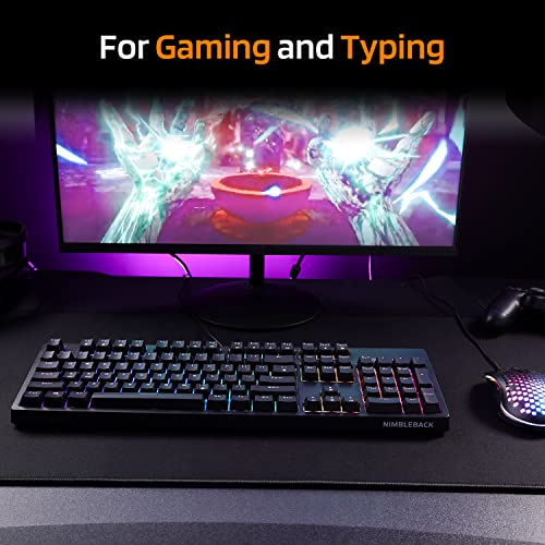 LTC NB1041 Nimbleback Wired Mechanical Keyboard, Hot-Swappable 104Keys RGB Backlit Gaming Keyboard, Red Switch/Black