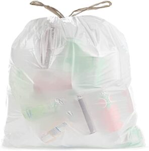 aluf plastics 21 gallon 1 mil white drawstring trash bags - 28" x 34" - pack of 45 - for bathroom, bedroom, office, & kitchen