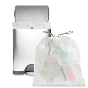 Aluf Plastics 21 Gallon 1 MIL White Drawstring Trash Bags - 28" x 34" - Pack of 45 - For Bathroom, Bedroom, Office, & Kitchen