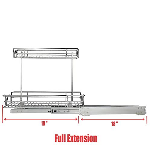 OCG 2 Tier Under Sink Pull Out Organizer (11" W x 21" D x 15.8" H), Under Sink Organizers and Storage for Kitchen Bathroom Cabinet, Chrome Finish