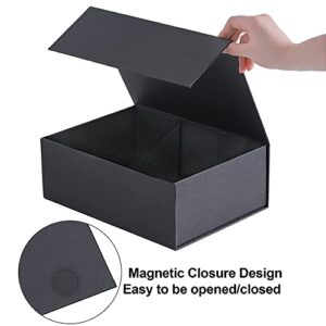Gift Box Set Black 11x8x4 inches, Large Gift Box with Magnetic Lid, Rectangle Collapsible Groomsman box for Mom Gift, Christmas, Birthday, Graduation, New Year, Weddings, Fathers Day Presents HG0101