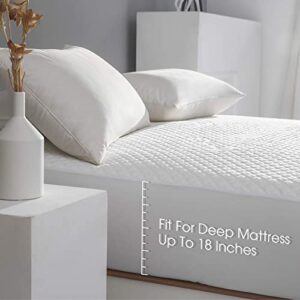 California King Size Waterproof Mattress Protector Rayon from Bamboo Fitted Mattress Pad Cover with Deep Pocket Up to 18''