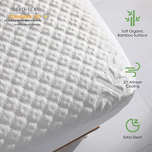 California King Size Waterproof Mattress Protector Rayon from Bamboo Fitted Mattress Pad Cover with Deep Pocket Up to 18''