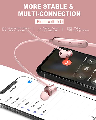Mubiao Bluetooth Headphones Neckband 20Hrs Playtime V5.0 Wireless Headset Sport Noise Cancelling Earbuds w/Mic for Gym Running Compatible with iPhone Samsung Android