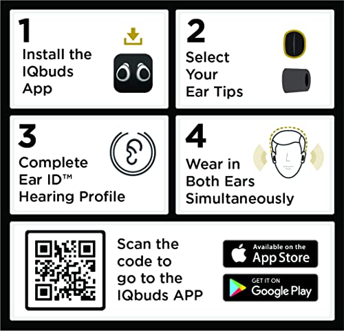 Nuheara IQbuds 2 MAX Hearing Amplifier with Personalization via IQbuds™ App, 7 Preset Programs, Bluetooth, Rechargeable, Active Noise Cancellation, 1 Pair of Earbuds