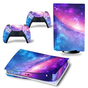 decal skin for ps5 disk, whole body vinyl sticker cover for playstation 5 console and controller(ps5 disc edition, pink sky)