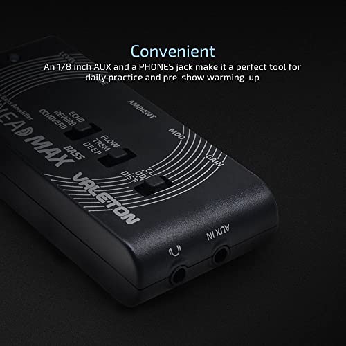 Valeton Rushead Max Bass USB Chargable Portable Pocket Bass Headphone Amp Carry-On Bedroom Plug-In Multi-Effects