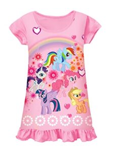 aovclkid toddler girls princess dress little kids summer print casual shirtdress (5-6x, pink 18)