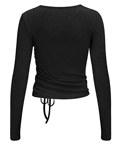 Athletic Tops for Women Long Sleeve Fitted (Black,L)