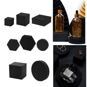 kakalote product photography props, 8pcs hard foam geometric cube props, solid blocks shooting props for jewelry cosmetics and accessories modeling and decoration(black)