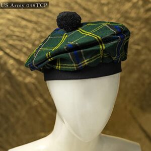 UMAM Scottish Traditional Tam o' Shatner Tammy Hat Flat Bonnet Kilt Many Tartans (Us Army 048tcp)