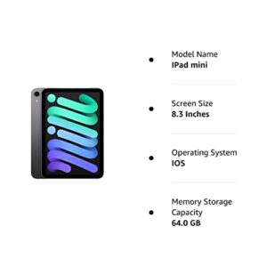 2021 Apple iPad Mini 6 (8.3 inch, Wi-Fi, 64GB) Space Gray (Renewed)