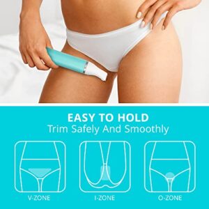 Kaphio Waterproof Bikini Trimmer, Hair Clippers for Women with 3 Hair Trimmer Guards for Clipping, 2 in 1 Rechargeable Body & Bikini Trimmer for Women, Tiffany Blue