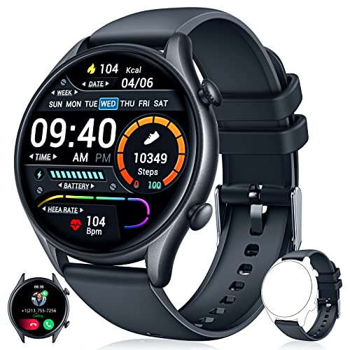 Smartwatch for Men Android iPhone: Smart Watch with Call & Text IP68 Waterproof Fitness Tracker for Sport Running Digital Watches with Heart Rate Blood Pressure Sleep Monitor Step Counter Round