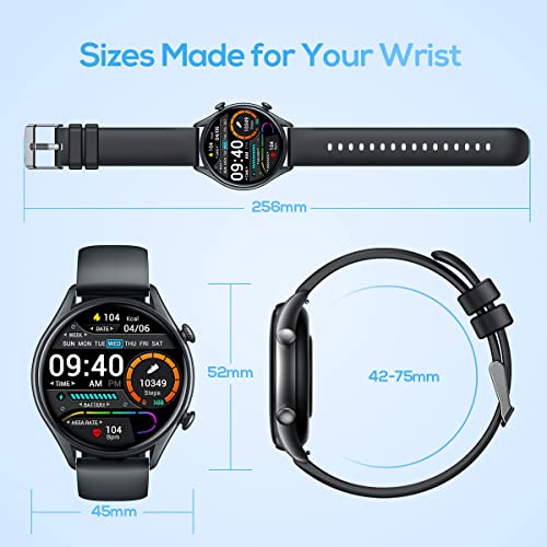 Smartwatch for Men Android iPhone: Smart Watch with Call & Text IP68 Waterproof Fitness Tracker for Sport Running Digital Watches with Heart Rate Blood Pressure Sleep Monitor Step Counter Round