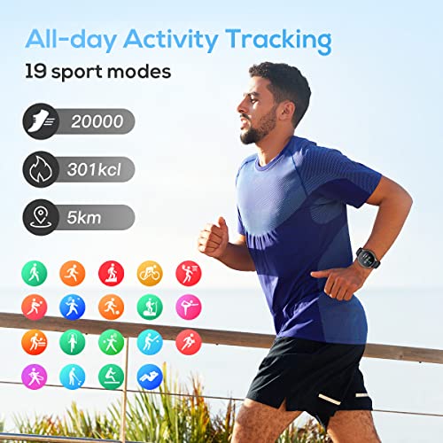 Smartwatch for Men Android iPhone: Smart Watch with Call & Text IP68 Waterproof Fitness Tracker for Sport Running Digital Watches with Heart Rate Blood Pressure Sleep Monitor Step Counter Round