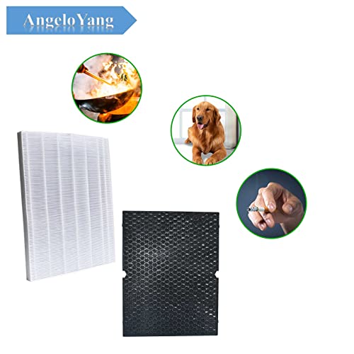 ANGELOYANG 2 Sets 116130 Replacement Filter H Compatible with Winix 5500-2 Air Purifier and Winix AM80 True HEPA Air Purifier, Include 2 Pack HEPA Filter and 2 Pack Activated Carbon Filter