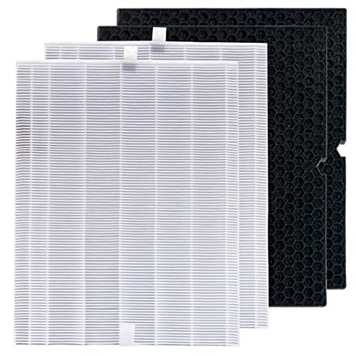 ANGELOYANG 2 Sets 116130 Replacement Filter H Compatible with Winix 5500-2 Air Purifier and Winix AM80 True HEPA Air Purifier, Include 2 Pack HEPA Filter and 2 Pack Activated Carbon Filter