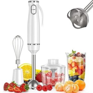 phisinic immersion hand blender, 300w 5-in-1 stick blender, 2-speed electric handheld blender with 500ml food chopping bowl,600ml measuring cup, whisk rod use for baby food