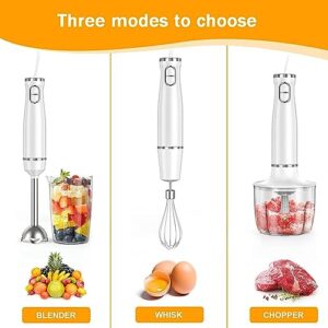 PHISINIC Immersion Hand Blender, 300W 5-in-1 Stick Blender, 2-Speed Electric Handheld Blender with 500ml food Chopping Bowl,600ml Measuring cup, Whisk rod use for Baby Food