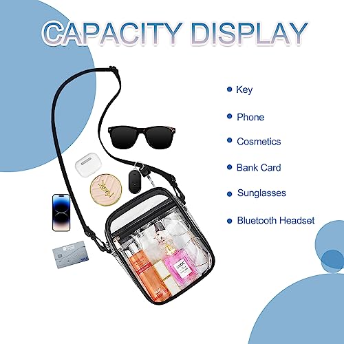 Clear Bag Stadium Approved 12x6x12 Clear Purse for Women Stadium Clear Crossbody Bag for Concert Festival Sport Beach