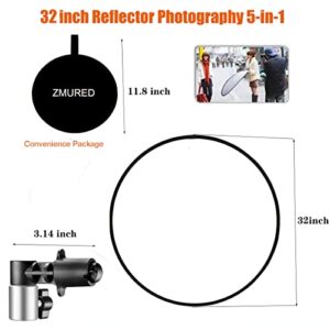 Photography Reflector with Clip 32 Inch 5 in 1 Photo Light Collapsible Diffuser with Bag & Reflector Holder for Studio Photography Outdoor Lighting Translucent Silver Gold White Black