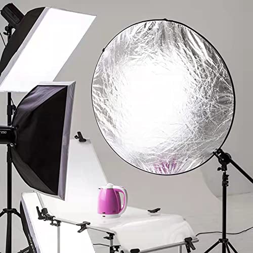 Photography Reflector with Clip 32 Inch 5 in 1 Photo Light Collapsible Diffuser with Bag & Reflector Holder for Studio Photography Outdoor Lighting Translucent Silver Gold White Black