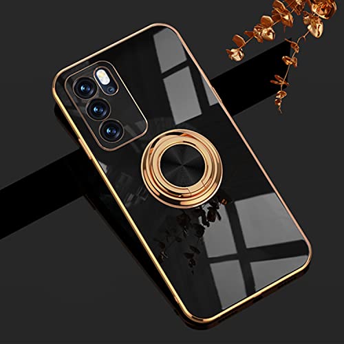 Shockproof Phone Case for Oppo Reno 6 Pro 5g Pink, Oppo Reno 6 Pro Case Holder, Oppo Reno 6 Pro Phone Cases Silicone TPU (Black, Oppo Reno 6 Pro 5g)