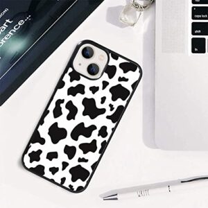 KANGHAR Compatible with iPhone 13 Mini Case Tire Cow Print Cute Black White + Screen Protector Slim Anti-Scratch Shockproof Skid Durable PC Layer TPU Bumper Protection Cover -5.4 Inch
