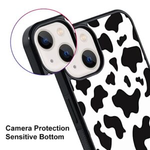 KANGHAR Compatible with iPhone 13 Mini Case Tire Cow Print Cute Black White + Screen Protector Slim Anti-Scratch Shockproof Skid Durable PC Layer TPU Bumper Protection Cover -5.4 Inch
