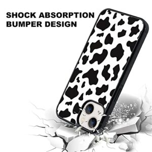 KANGHAR Compatible with iPhone 13 Mini Case Tire Cow Print Cute Black White + Screen Protector Slim Anti-Scratch Shockproof Skid Durable PC Layer TPU Bumper Protection Cover -5.4 Inch