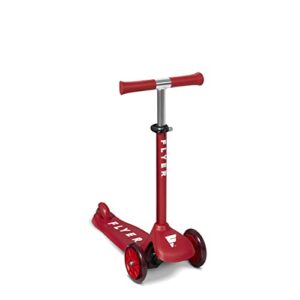 flyer glider jr., lean to steer toddler scooter, red, for kids ages 2-5 years