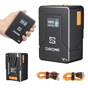 zgcine zg-v99 v2 upgraded version mini v-mount battery 99wh 14.8v 6800mah support pd usb-c 45w charger with d-tap bp usb-c usb-a output for bmpcc 4k 6k pro, zcam, canon eos r5c, sony fx3