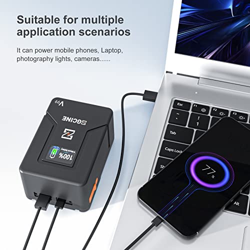 ZGCINE ZG-V99 V2 Upgraded Version Mini V-Mount Battery 99Wh 14.8V 6800mAh Support PD USB-C 45W Charger with D-TAP BP USB-C USB-A Output for BMPCC 4K 6K Pro, ZCAM, Canon EOS R5C, Sony FX3