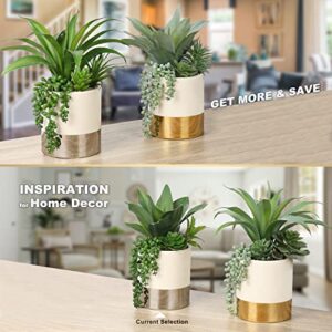 Large Artificial Succulents Plants Faux Succulents 12" Fake Succulent Plants in Sliver Ceramic Pot Succulent Plant for Desk Modern Home Living Room Office Table Shelf Decor