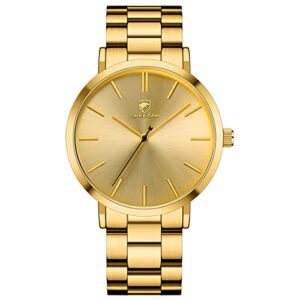 golden hour men's watches slim minimalist runway gold plated stainless steel quartz analog watch with black hands