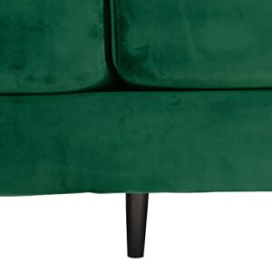 Casa Andrea Milano Modern Large Velvet Fabric Sectional Sofa Couch with Extra Wide Chaise Lounge with Golden Legs, L Shaped, Green