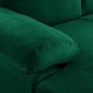 Casa Andrea Milano Modern Large Velvet Fabric Sectional Sofa Couch with Extra Wide Chaise Lounge with Golden Legs, L Shaped, Green